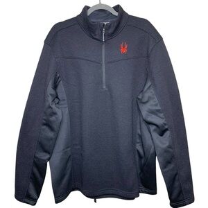 Spyder Outbound Black Sweater Jacket Fleeced 1/4 Zip Knit Jersey Pullover 2XL